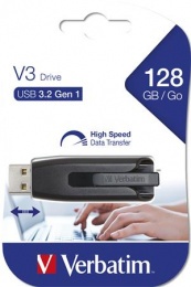 Pendrive, 128GB, USB 3.2, 80/25 MB/s, VERBATIM "V3", fekete-szürke